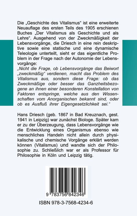 Produktbild: Geschichte des Vitalismus