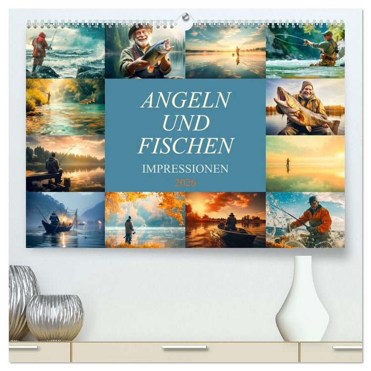 Produktbild: Angeln und Fischen Impressionen (hochwertiger Premium Wandkalender 2026 DIN A2 quer), Kunstdruck in Hochglanz