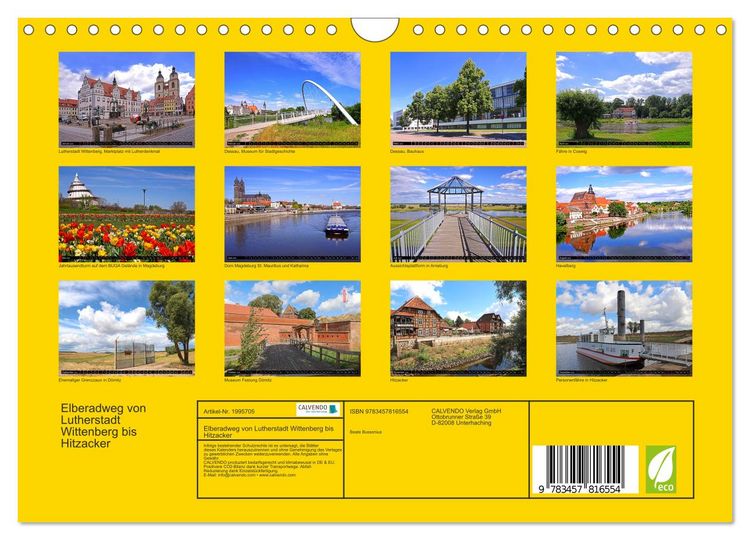 Produktbild: Elberadweg von Lutherstadt Wittenberg bis Hitzacker (Wandkalender 2026 DIN A4 quer), CALVENDO Monatskalender