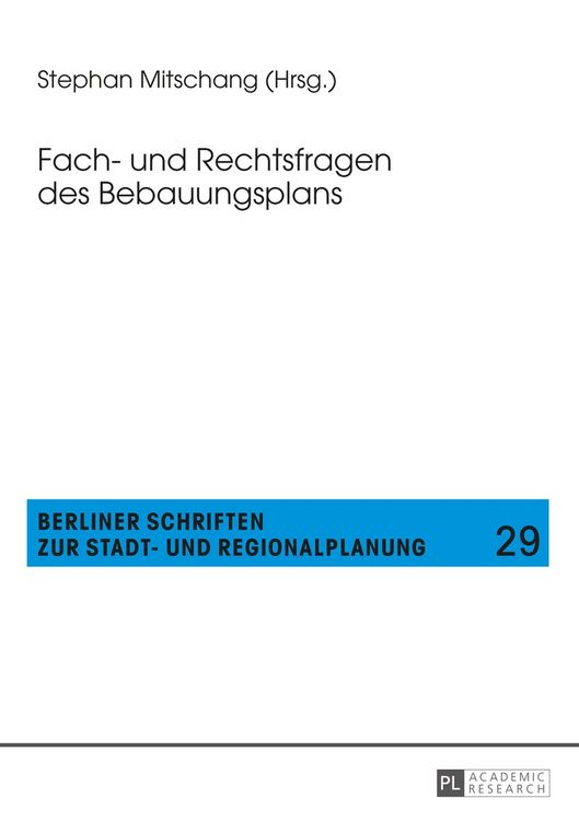 Produktbild: Fach- und Rechtsfragen des Bebauungsplans