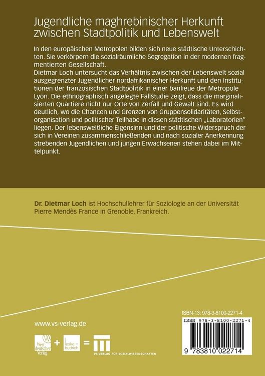 Produktbild: Jugendliche maghrebinischer Herkunft zwischen Stadtpolitik und Lebenswelt