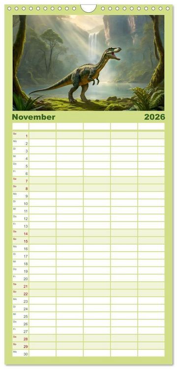 Produktbild: Familienplaner 2026 - Eine Reise in die Vergangenheit - Entdeckung der Tierwelt mit 5 Spalten (Wandkalender, 21 x 45 cm) CALVENDO