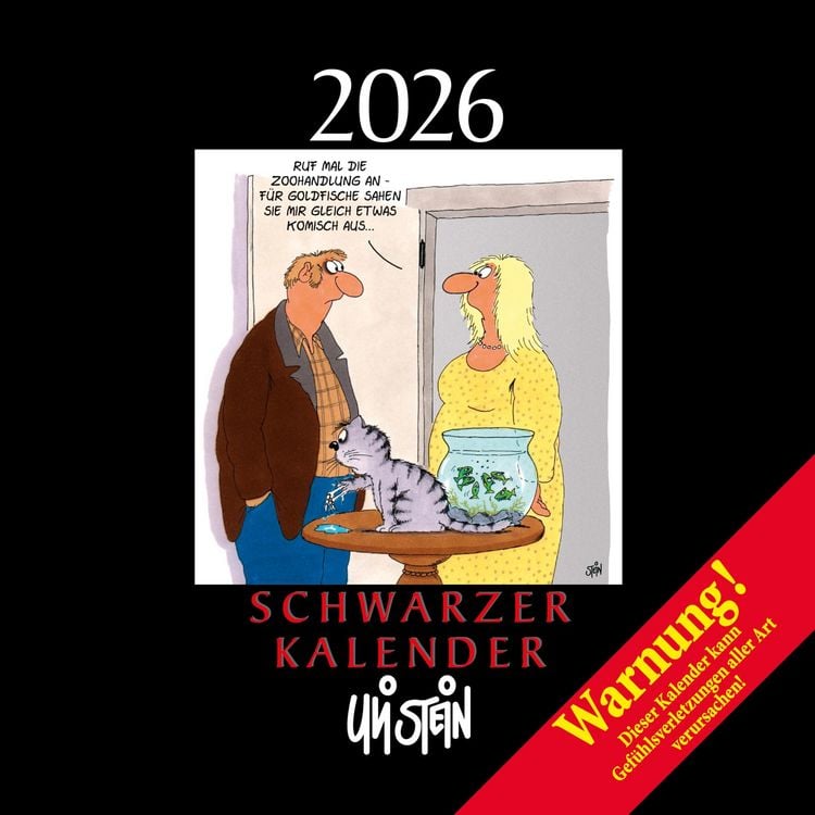 Produktbild: Uli Stein Schwarzer Kalender 2026: Monatskalender für die Wand