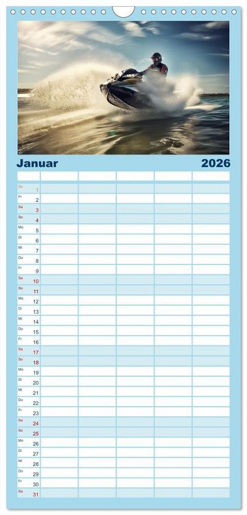 Produktbild: Familienplaner 2026 - Jetski Power mit 5 Spalten (Wandkalender, 21 x 45 cm) CALVENDO