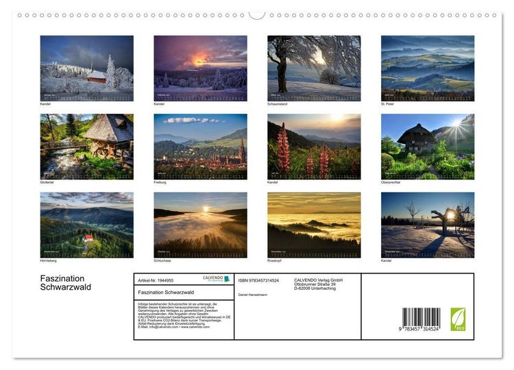 Produktbild: Faszination Schwarzwald (hochwertiger Premium Wandkalender 2026 DIN A2 quer), Kunstdruck in Hochglanz
