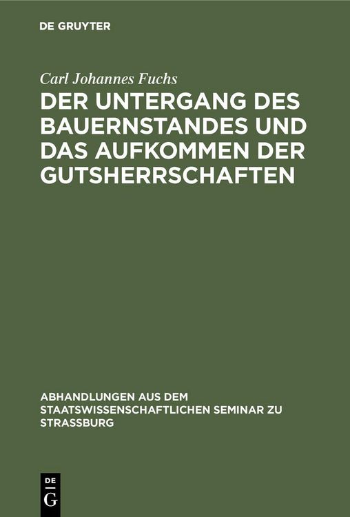 Produktbild: Der Untergang des Bauernstandes und das Aufkommen der Gutsherrschaften