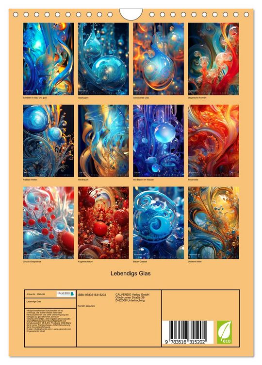 Produktbild: Lebendigs Glas (Wandkalender 2026 DIN A4 hoch), CALVENDO Monatskalender