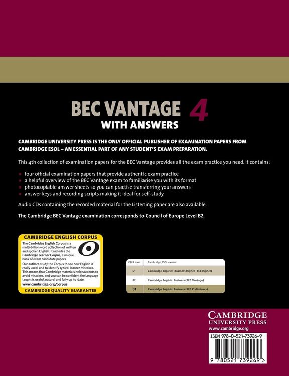 Produktbild: Cambridge BEC Advantage 4 with Answers