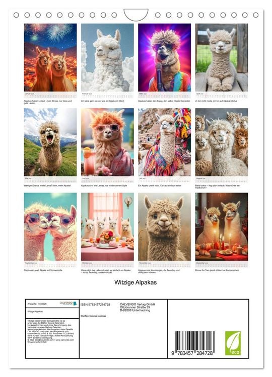 Produktbild: Witzige Alpakas (Wandkalender 2026 DIN A4 hoch), CALVENDO Monatskalender