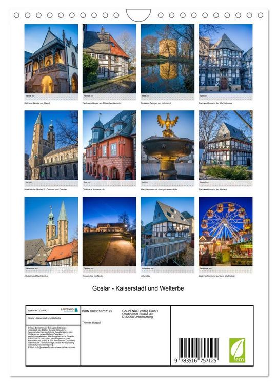 Produktbild: Goslar - Kaiserstadt und Welterbe (Wandkalender 2027 DIN A4 hoch), CALVENDO Monatskalender