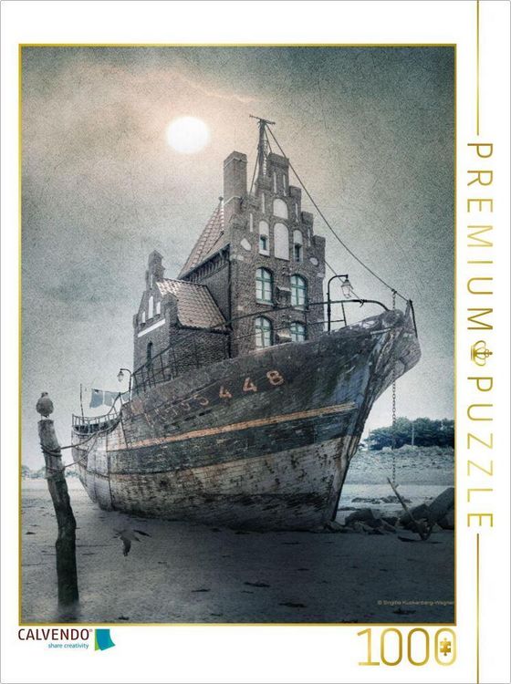 Produktbild: CALVENDO Puzzle Hausboot | 1000 Teile Lege-Gr&ouml;&szlig;e 64x48cm Foto-Puzzle f&uuml;r gl&uuml;ckliche Stunden