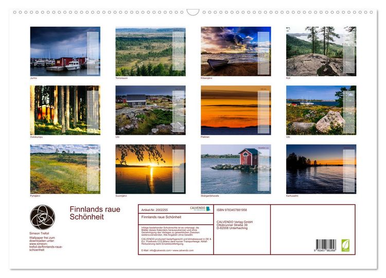 Produktbild: Finnlands raue Sch&ouml;nheit (Wandkalender 2026 DIN A2 quer), CALVENDO Monatskalender