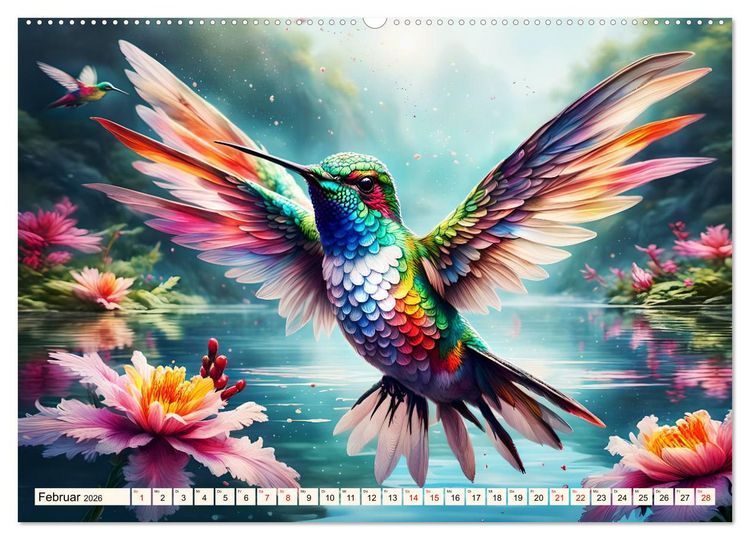 Produktbild: Federleichte Freunde (hochwertiger Premium Wandkalender 2026 DIN A2 quer), Kunstdruck in Hochglanz