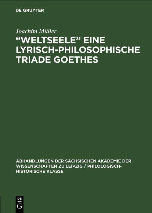 Produktbild: "Weltseele" eine lyrisch-philosophische Triade Goethes