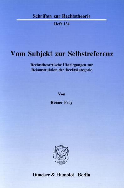 Produktbild: Vom Subjekt zur Selbstreferenz.