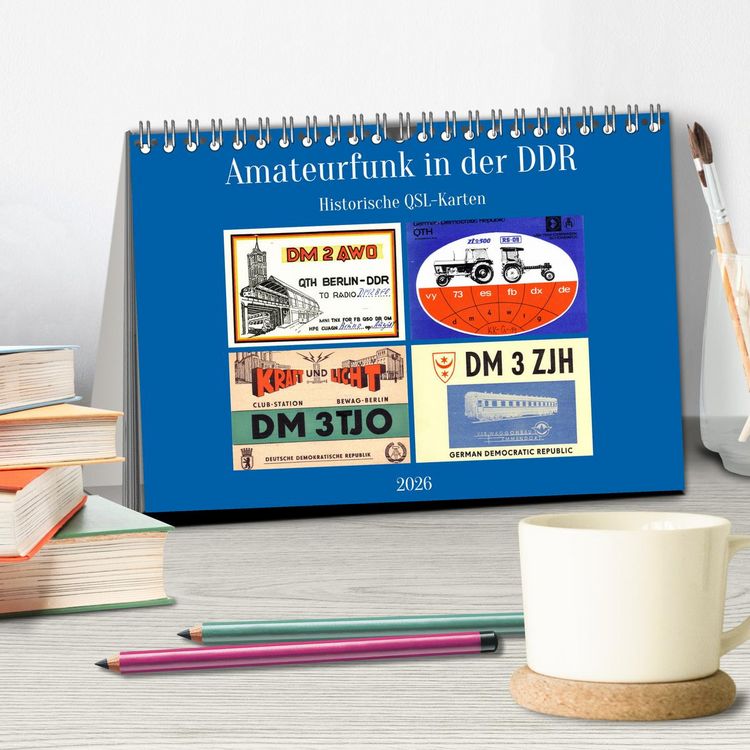 Produktbild: Amateurfunk in der DDR - Historische QSL-Karten (Tischkalender 2026 DIN A5 quer), CALVENDO Monatskalender