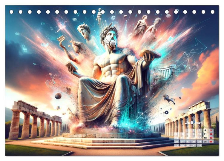 Produktbild: Weltwunder: Antike und neue: Visualisiert durch Moderne KI-Kunst (Tischkalender 2026 DIN A5 quer), CALVENDO Monatskalender