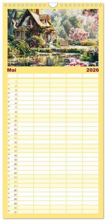 Produktbild: Familienplaner 2026 - Cottages am Wasser - Malerische R&uuml;ckzugsorte genie&szlig;en mit 5 Spalten (Wandkalender, 21 x 45 cm) CALVENDO
