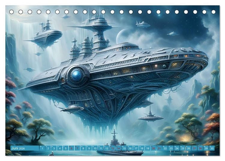 Produktbild: Futuristische Giganten Eine Welt von Morgen (Tischkalender 2026 DIN A5 quer), CALVENDO Monatskalender