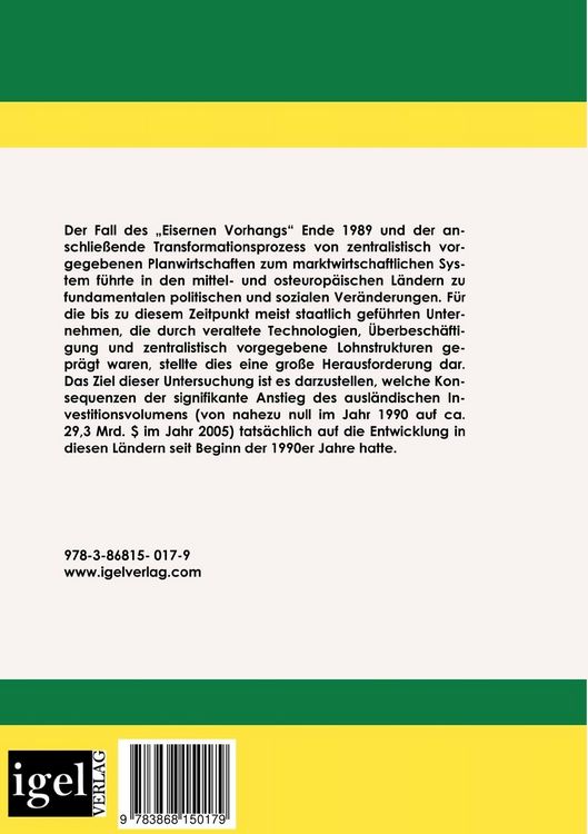 Produktbild: Auswirkungen ausl&auml;ndischer Direktinvestitionen auf den Arbeitsmarkt in den mittel- und osteurop&auml;ischen L&auml;ndern