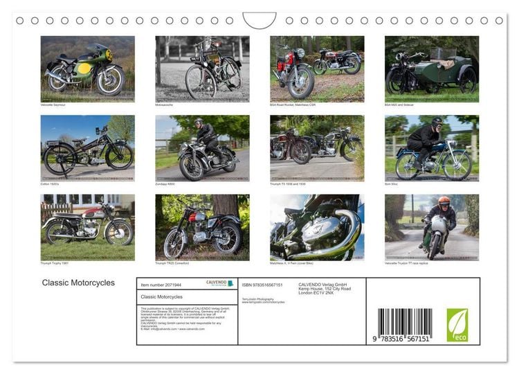 Produktbild: Classic Motorcycles (Wall Calendar 2026 DIN A4 landscape), CALVENDO 12 Month Wall Calendar