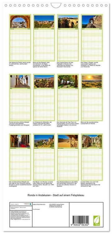 Produktbild: Familienplaner 2026 - Ronda in Andalusien - Stadt auf einem Felsplateau mit 5 Spalten (Wandkalender, 21 x 45 cm) CALVENDO