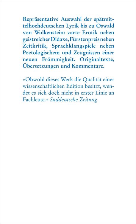Produktbild: Deutsche Lyrik des sp&auml;ten Mittelalters