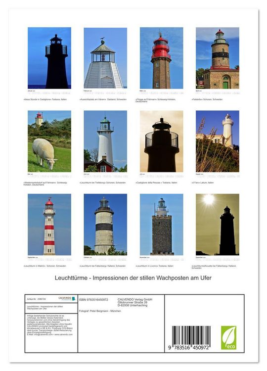 Produktbild: Leuchtt&uuml;rme - Impressionen der stillen Wachposten am Ufer (Wandkalender 2026 DIN A4 hoch), CALVENDO Monatskalender