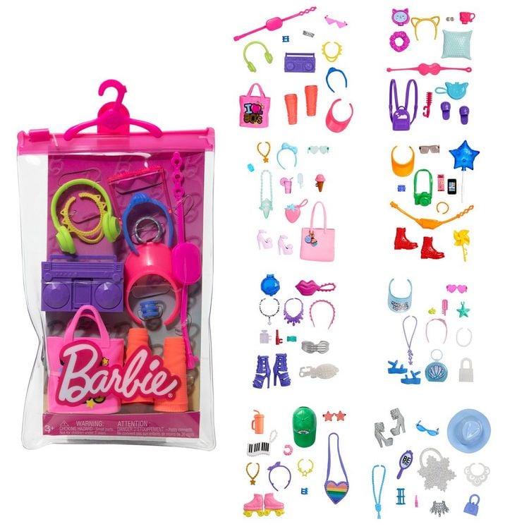 Produktbild: Barbie Fashions Zubehörsortiment mit 11 themenbezogenen Accessoires für Barbie-Puppen