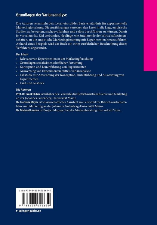 Produktbild: Grundlagen der Varianzanalyse