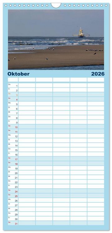 Produktbild: Familienplaner 2026 - Strandwanderungen auf Texel mit 5 Spalten (Wandkalender, 21 x 45 cm) CALVENDO