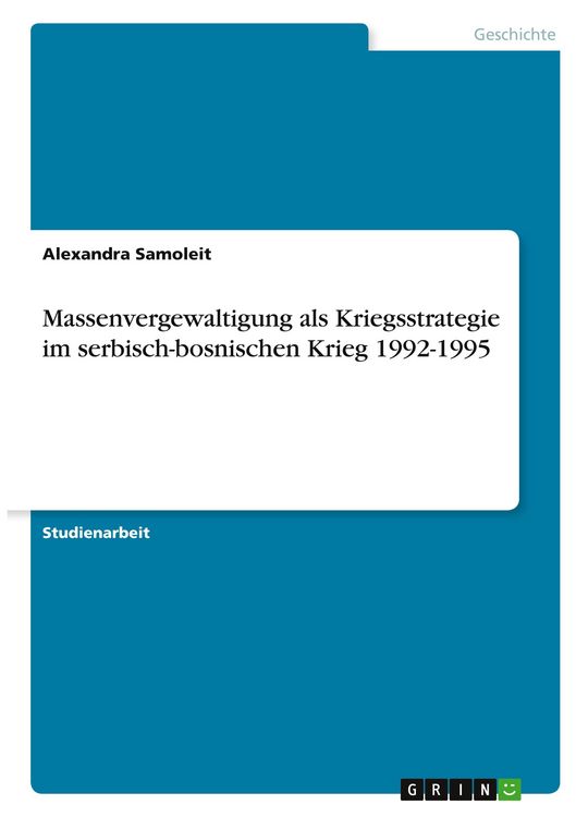 Produktbild: Massenvergewaltigung als Kriegsstrategie im serbisch-bosnischen Krieg 1992-1995