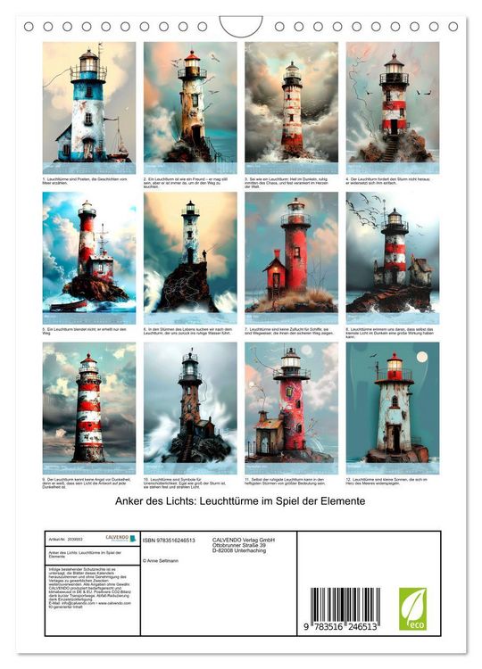 Produktbild: Anker des Lichts: Leuchtt&uuml;rme im Spiel der Elemente (Wandkalender 2026 DIN A4 hoch), CALVENDO Monatskalender