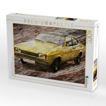 Produktbild: CALVENDO Puzzle Gelber Ford Capri vor steinigem Hintergrund | 1000 Teile Lege-Gr&ouml;&szlig;e 64x48cm Foto-Puzzle f&uuml;r gl&uuml;ckliche Stunden