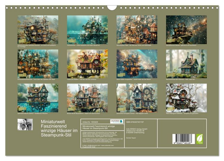 Produktbild: Miniaturwelt Faszinierend winzige H&auml;user im Steampunk-Stil (Wandkalender 2026 DIN A3 quer), CALVENDO Monatskalender