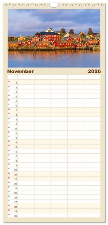 Produktbild: Familienplaner 2026 - Lofoten - Norwegische Trauminseln mit 5 Spalten (Wandkalender, 21 x 45 cm) CALVENDO