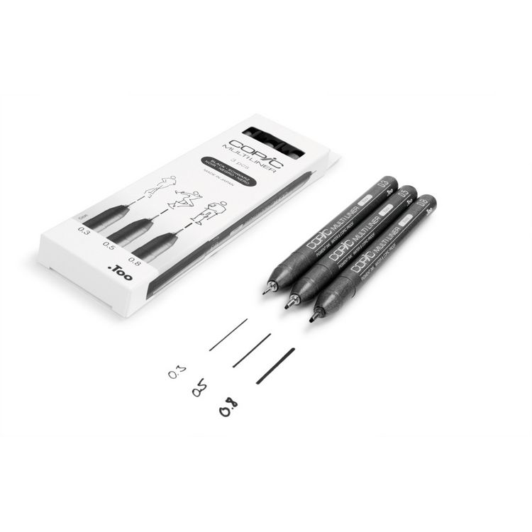 Produktbild: Copic Multiliner-Set schwarz 0.3mm/0.5mm/0.8mm 3 St&uuml;ck