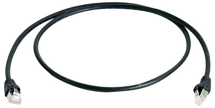 Produktbild: Teleg&auml;rtner 100008391 RJ45 Patchkabel CAT 5e F/UTP 2.0 m Schwarz Flammwidrig, mit Knickschutzt&uuml;lle 1 St.