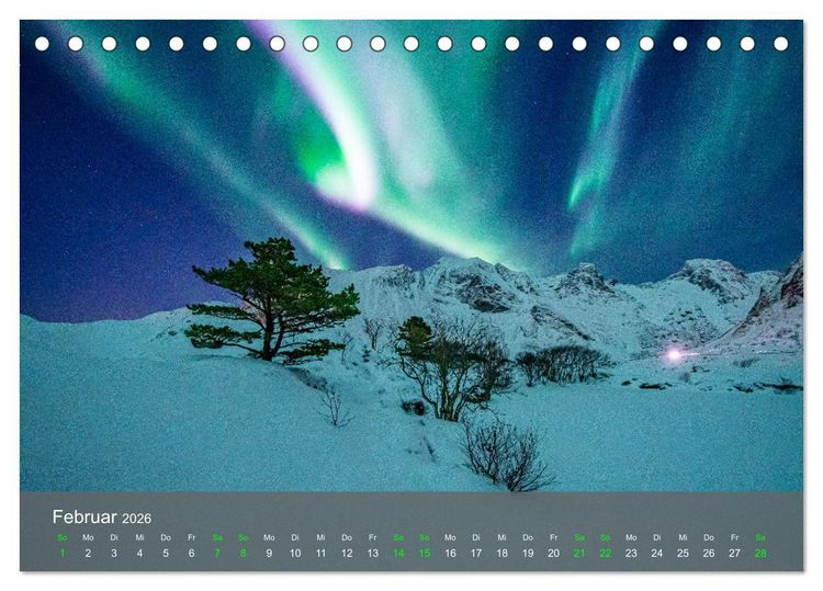 Produktbild: Naturwunder Polarlicht (Tischkalender 2026 DIN A5 quer), CALVENDO Monatskalender