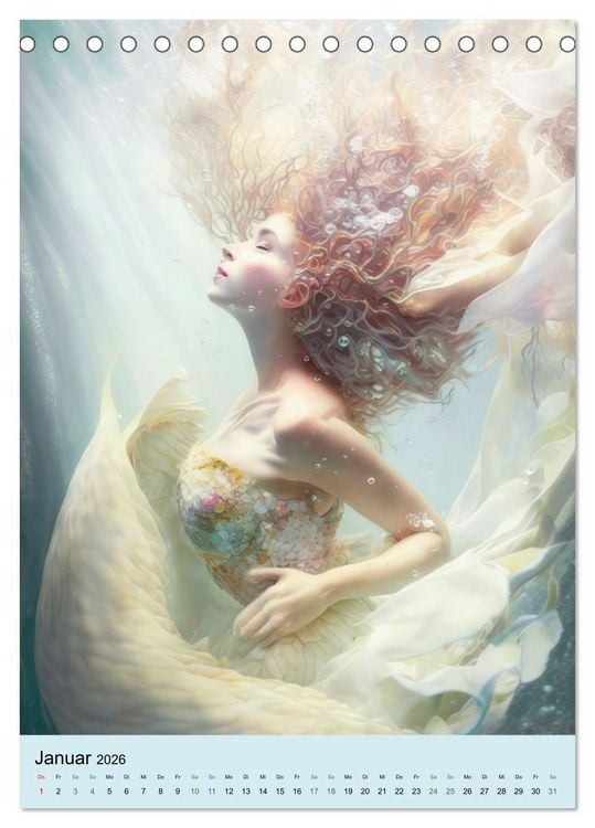 Produktbild: Meerjungfrauen Traumportraits (Tischkalender 2026 DIN A5 hoch), CALVENDO Monatskalender
