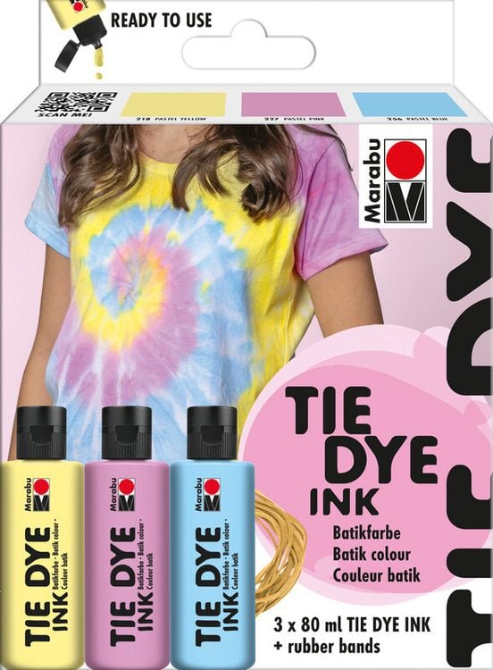 Produktbild: MARABU Batikfarben Tie Dye Ink, Pastel pastellgelb, pastellrosa und pastellblau