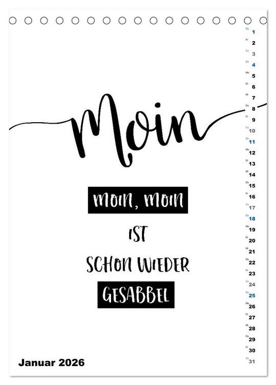 Produktbild: PLATT Typische Spr&uuml;che (Tischkalender 2026 DIN A5 hoch), CALVENDO Monatskalender