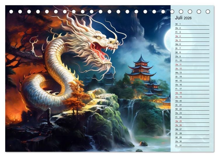 Produktbild: Drachen-Jahr - Kalenderplaner im Stile des chinesischen Tierkreiszeichens (Tischkalender 2026 DIN A5 quer), CALVENDO Monatskalender