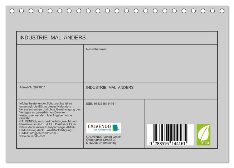 Produktbild: INDUSTRIE MAL ANDERS (Tischkalender 2026 DIN A5 quer), CALVENDO Monatskalender