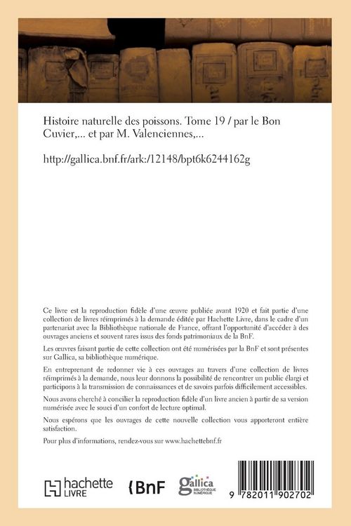 Produktbild: Histoire naturelle des poissons Tome 19