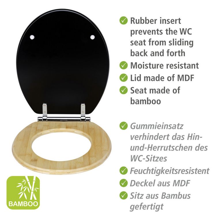 Produktbild: WC-Sitz Mod. Bambusa Black, aus MDF und Bambus