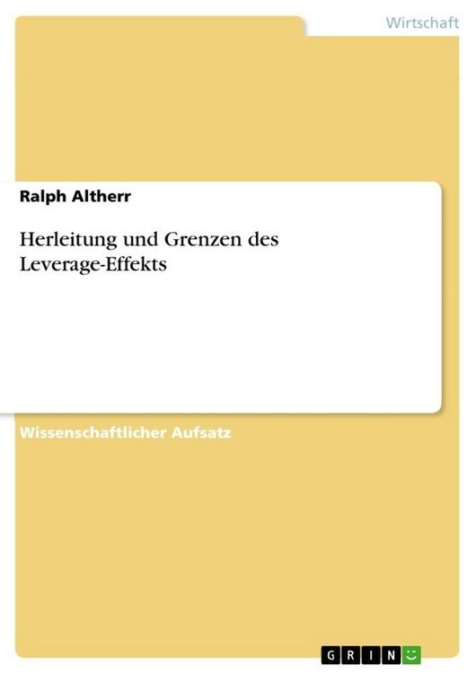 Produktbild: Herleitung und Grenzen des Leverage-Effekts