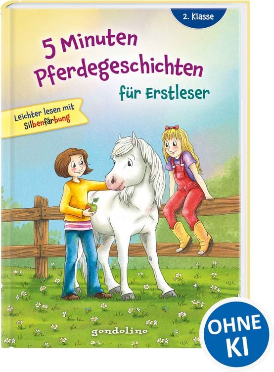 Produktbild: 5 Minuten Pferdegeschichten f&uuml;r Erstleser, 2. Klasse - Leichter lesen mit Silbenf&auml;rbung