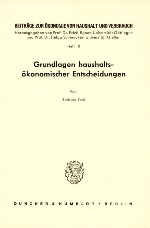 Produktbild: Grundlagen haushalts&ouml;konomischer Entscheidungen.