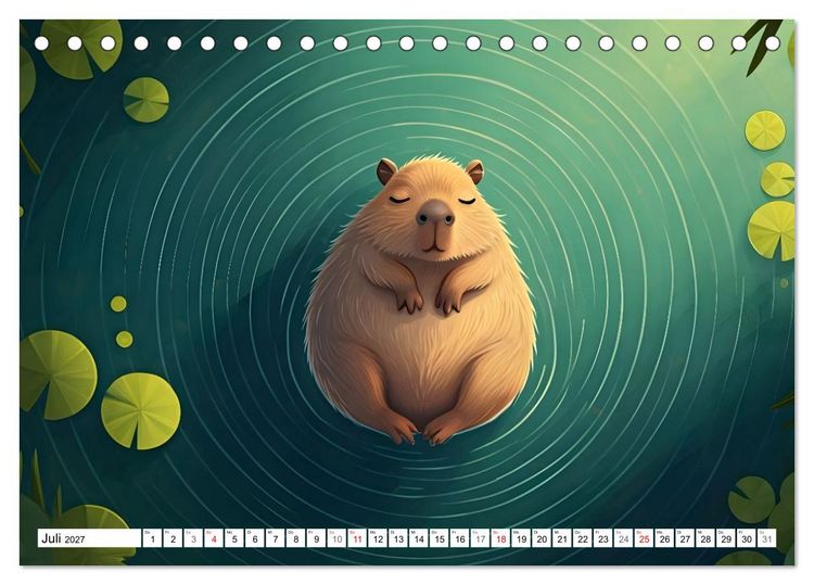 Produktbild: Capybara Carlo und die vier Jahreszeiten (Tischkalender 2027 DIN A5 quer), CALVENDO Monatskalender